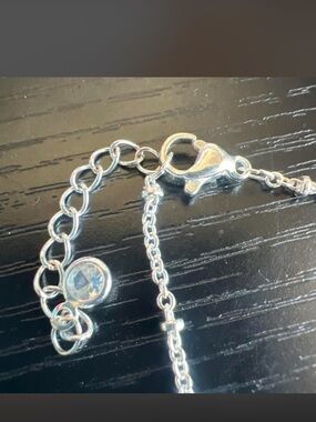 Silver Chain Necklace with Clear Crystal Accent